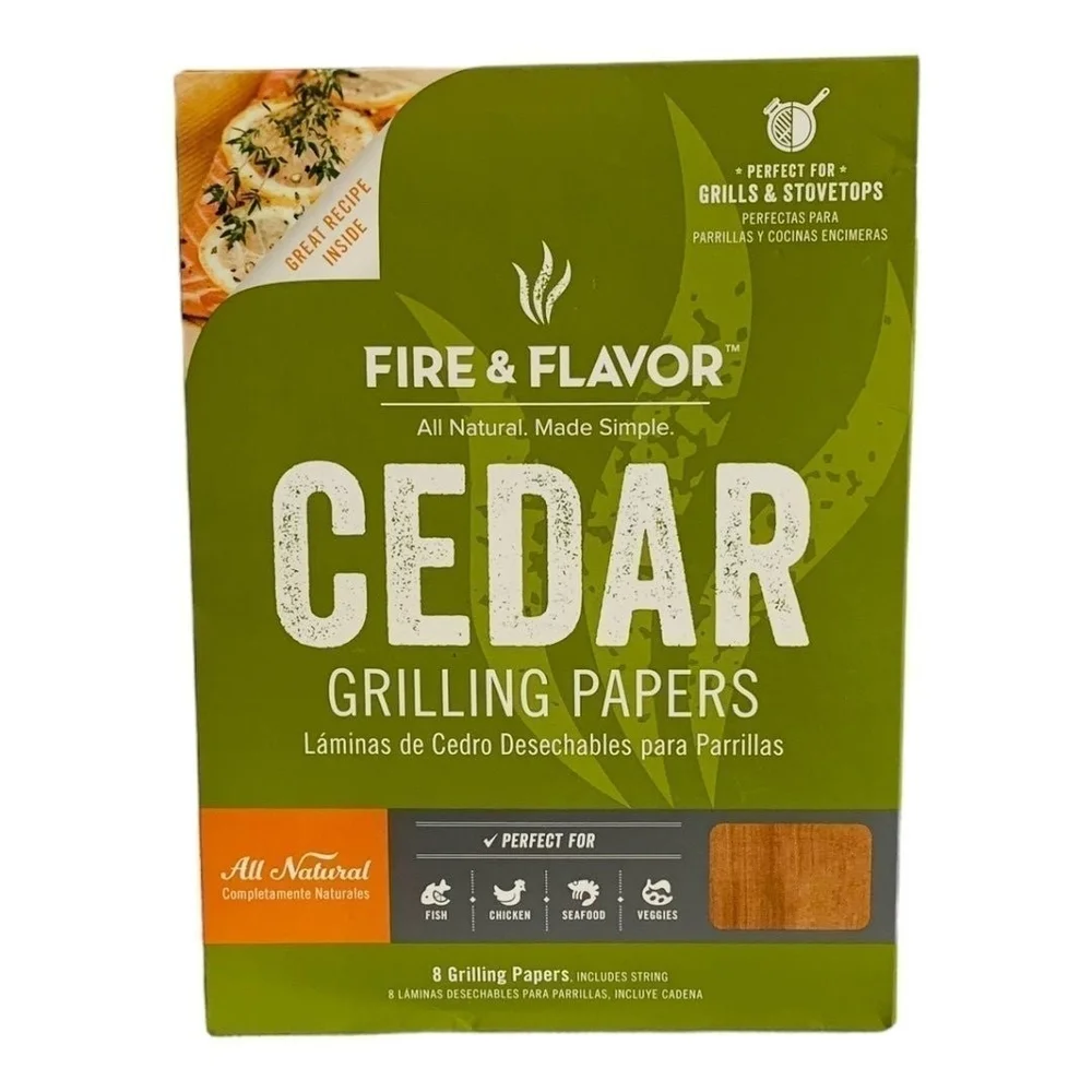 Fire & Flavor Cedar Grilling Paper 2 Pack NIB 16 Sheets Total Indoor Outdoor BBQ